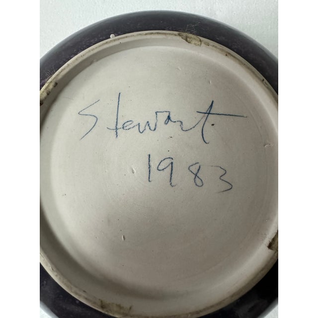 Arts & Crafts 1983 Signed Purple Ceramic Bowl by Steve Stewart For Sale - Image 3 of 10