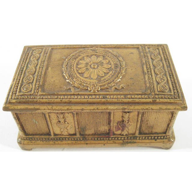 1900 Antique Empire Style Gilt Metal Letter Rack & Stamp Box Desk Set For Sale In New York - Image 6 of 7