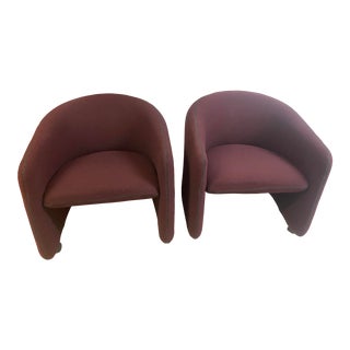 1980s Modernist Plum Club Chair Pair For Sale