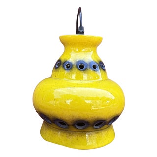 Vintage Yellow Ceramic Pendant Light, 1970s For Sale