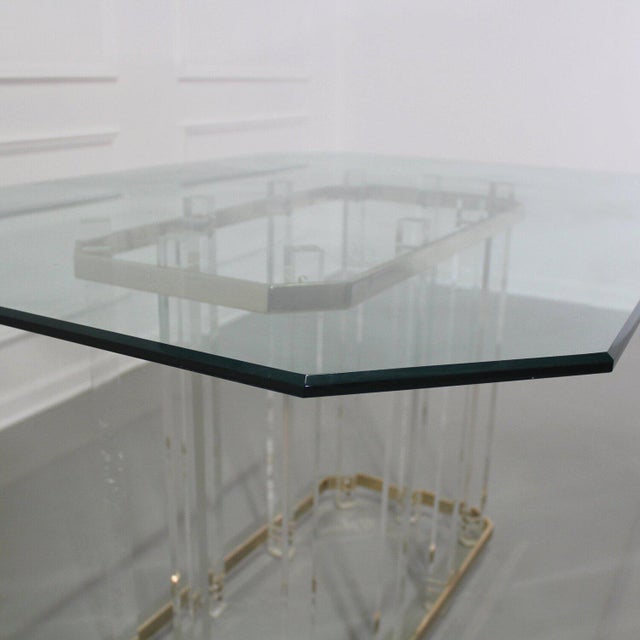 1970s Charles Hollis Jones Lucite and Brass Dining Table For Sale - Image 5 of 8