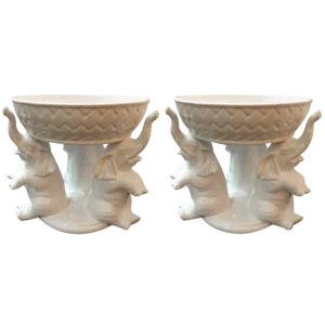 Italian White Ceramic Pottery Centrepieces Bowls - a Pair