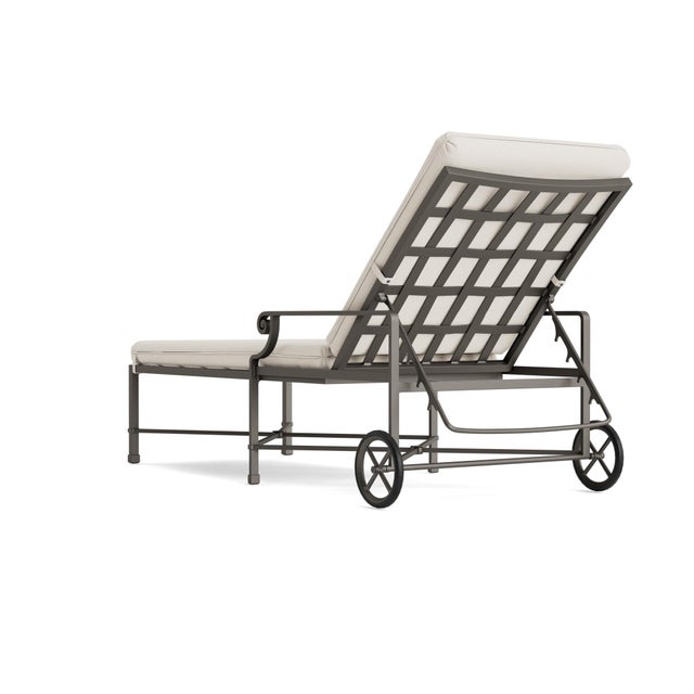 Not Yet Made - Made To Order Brown Jordan Venetian Adjustable Chaise With Wheels, Mica frame with Fusion Natural fabric For Sale - Image 5 of 11