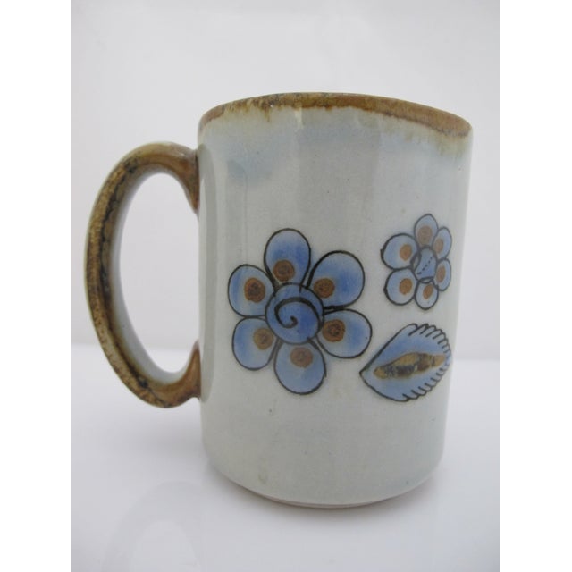 Blue Ken Edwards El Palomar Blue Bird Flowers Mexican Tonala Folk Art Coffee Cup Pair For Sale - Image 8 of 11