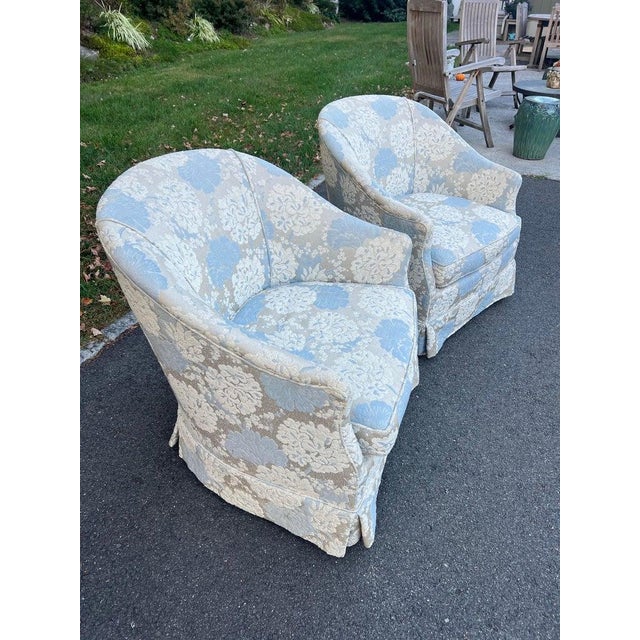Pair of Custom Brocade Club Chairs For Sale - Image 9 of 18