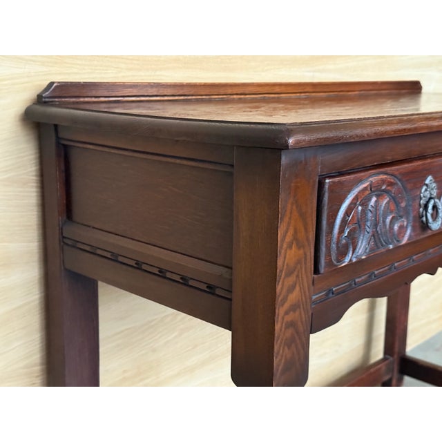 Spanish Country Walnut Sofa Table or Console Table with Carved Drawers, 1890s For Sale - Image 11 of 17