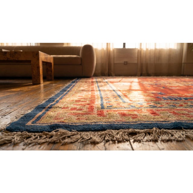 Orange 1890s Orange Medallion Qing Antique Chinese Bao Tou Rug 5'3" X 7'9" Handknotted Wool Carpet For Sale - Image 8 of 8