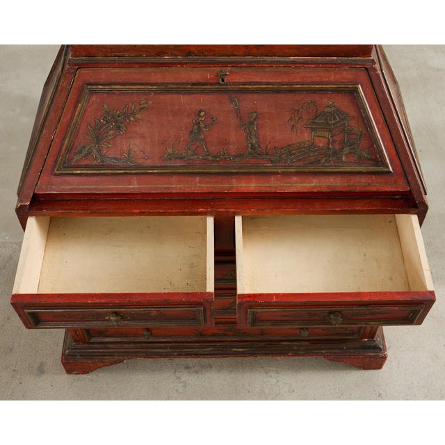 English George III Style Lacquered Chinoiserie Secretary Bookcase For Sale - Image 10 of 12