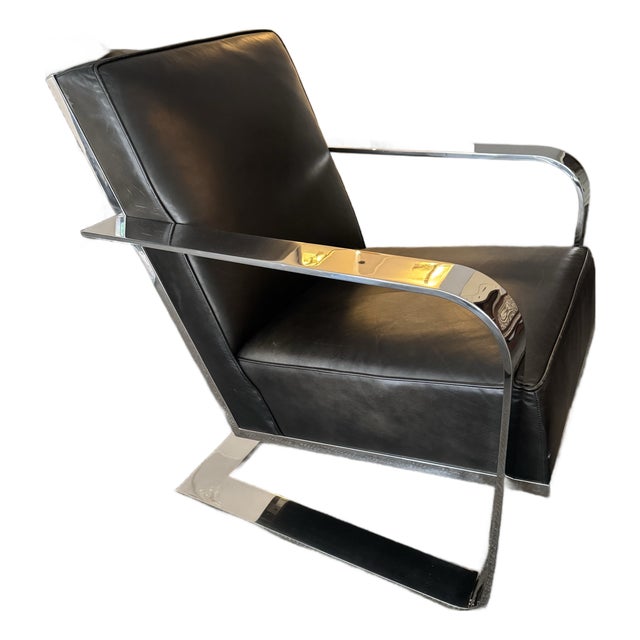 Ralph Lauren Modern Penthouse Chrome and Leather Lounge Chair For Sale