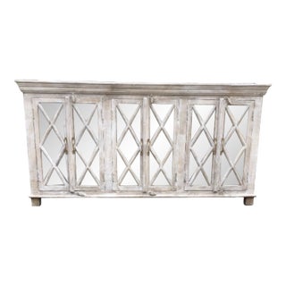 Contemporary Coastal White Driftwood Media Credenza For Sale