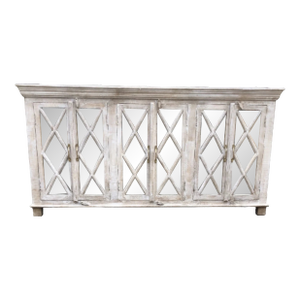 Contemporary Coastal White Driftwood Media Credenza