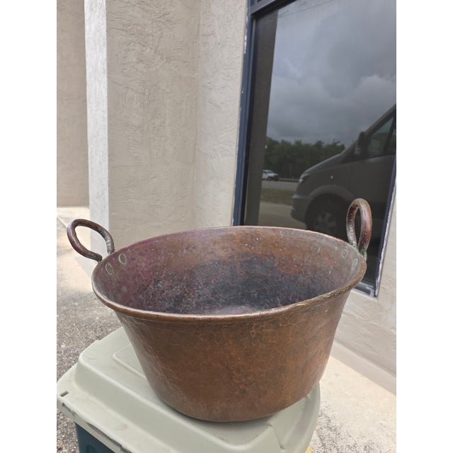 Extra Large Old Copper Cauldron With Handles For Sale - Image 14 of 14
