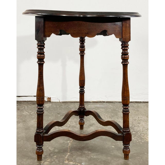 Traditional Vintage Walnut Cloverleaf Side Table For Sale - Image 3 of 12