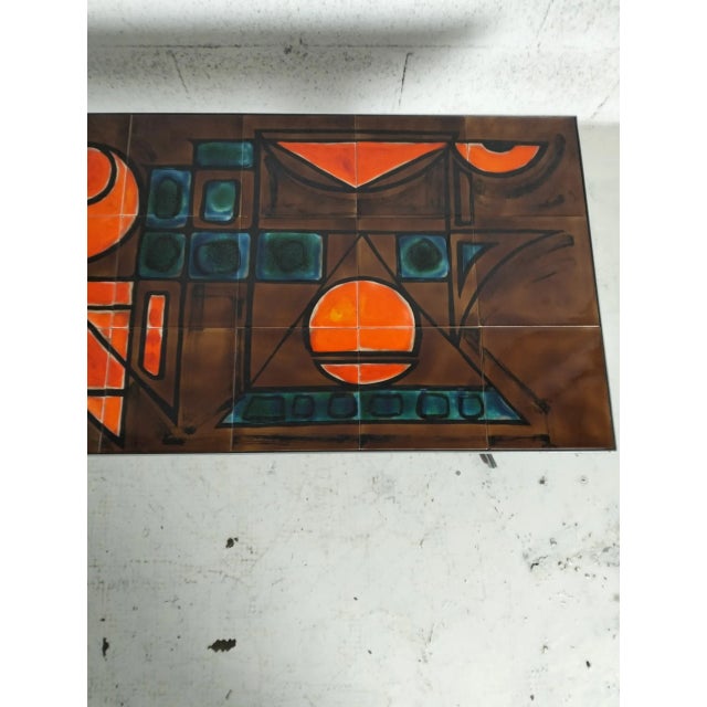French Metal and Ceramic Coffee Table from Vallarius, 1960s For Sale - Image 6 of 11