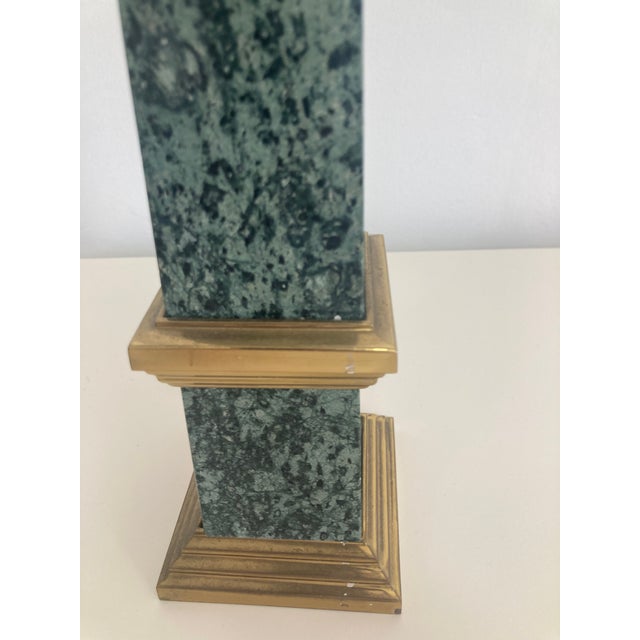 1950s French Green Marble Obelisk With Bronze Mounts For Sale - Image 5 of 9