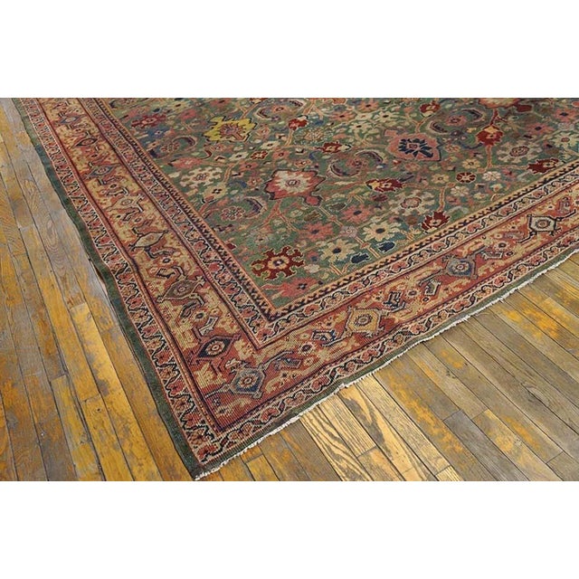 Beautiful Green-Celadon Ground Color With Geometric Pattern Antique Persian Sultanabad Rug For Sale In New York - Image 6 of 6