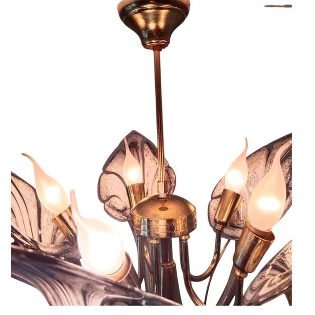Vintage Black Murano Glass Vintage Chandelier, Lily Floral 1980s 5-Light Flush Mount For Sale - Image 11 of 13