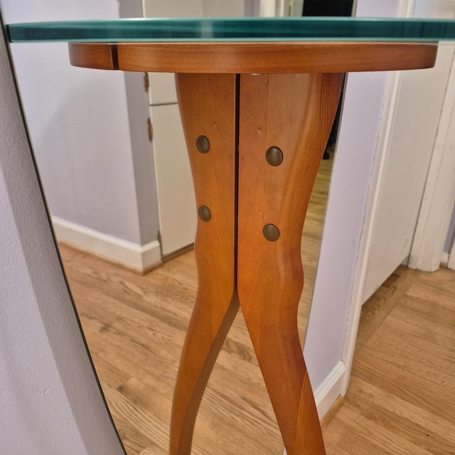 1990s Full Length Floor Mirror W/ Integrated Console Table Surfboard Shape For Sale - Image 9 of 12