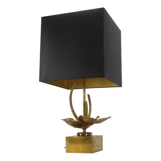 Gilt Brass Flower Lamp For Sale