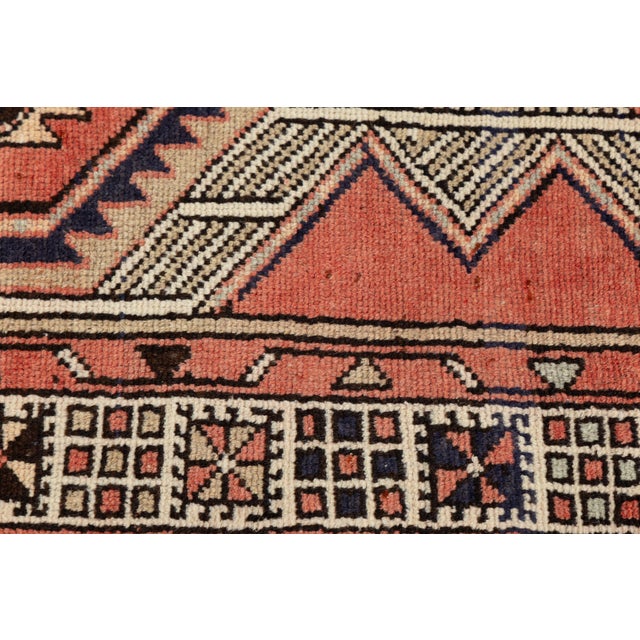 1950s Mid-Century Hand-Knotted Vintage Kurdish Wool Hallway Runner Rug With Geometric Tribal Medallions For Sale - Image 5 of 9