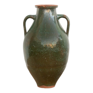 Antique French Green Glazed Olive Jar