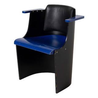 Bauhaus D61 Black and Blue Chair by El Lissitzky for Tecta, 1970s For Sale