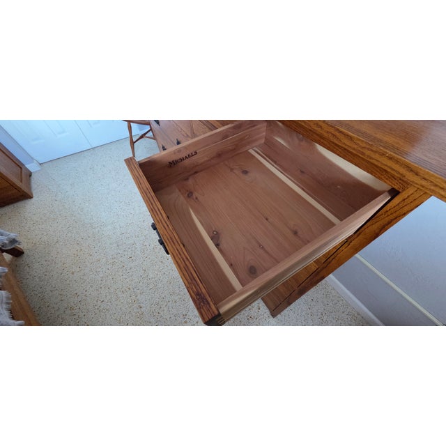 2000 - 2009 Cedar Lined Mission Oak Chest Dresser & Mirror For Sale - Image 5 of 9