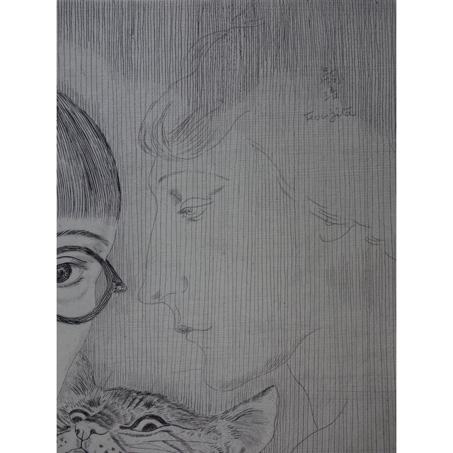 Tsuguharu Léonard Foujita, Self-Portrait with Cat, Original Engraving For Sale - Image 8 of 11