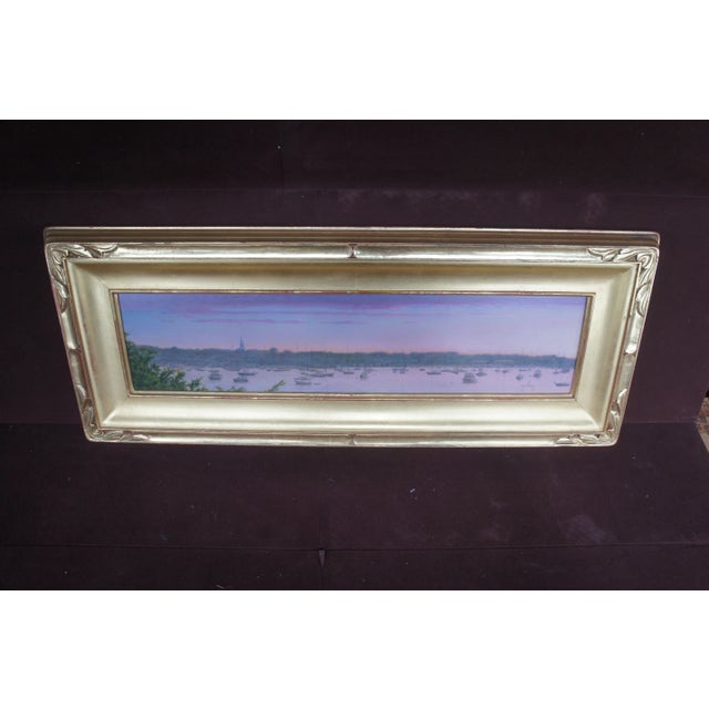 1994 Peter Quidley Monomoy Nantucket Martime Harbor Sunset Oil Painting For Sale - Image 4 of 13
