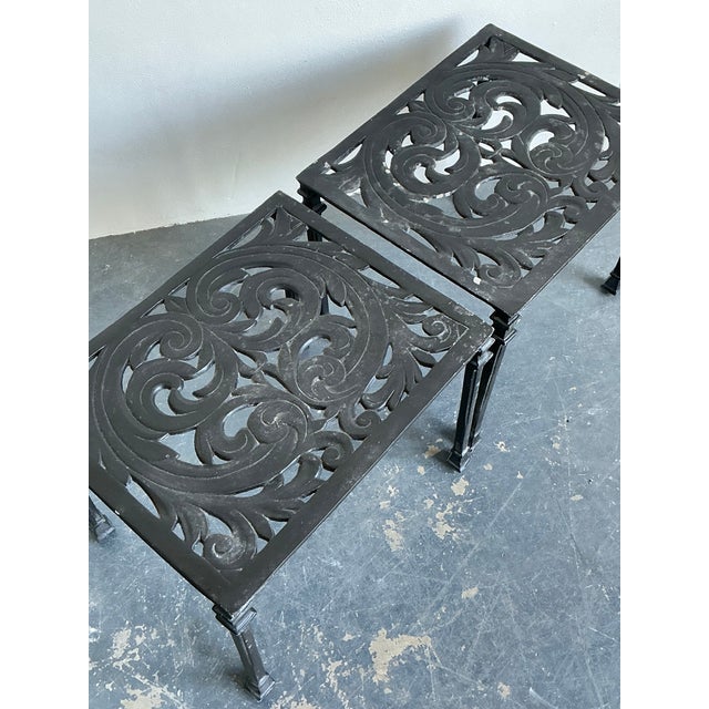 Metal Vintage Wrought Iron Side Tables - A Pair For Sale - Image 7 of 12