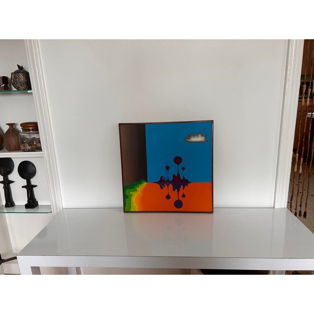 Original Vintage Psychedelic Art Surrealist Acrylic Painting Drips/Blobs For Sale - Image 4 of 9