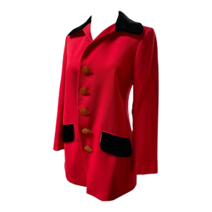 Vivienne Westwood Vintage Red Wool Jacket With Black Velvet Collar, Aw 1990