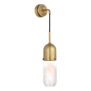 Thomas O'Brien for Visual Comfort Signature Junio Wall Light in Hand-Rubbed Antique Brass with Frosted Glass For Sale