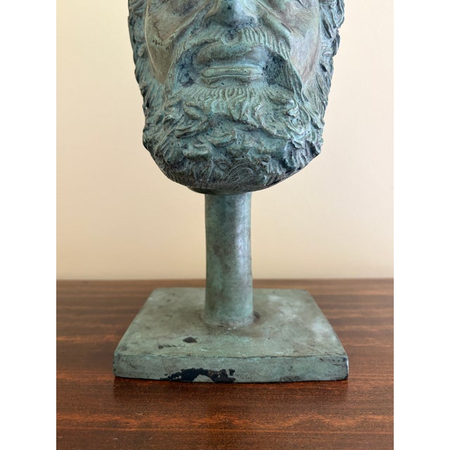 Late 20th Century 20th Century Grand Tour Neoclassical Bronze Verdigris Bust of Plato on Stand For Sale - Image 5 of 10