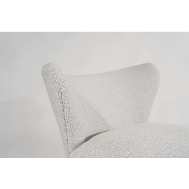 Off-white Scandinavian Modern Wingback Lounges, Denmark, C. 1950s - a Pair For Sale - Image 8 of 12