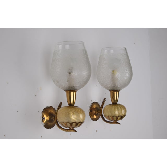 Vintage Wall Lamps from Barovier & Toso, 1940s, Set of 2 For Sale - Image 4 of 15