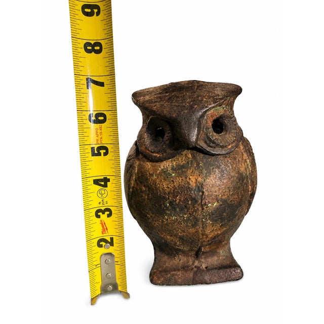 1960s Mid 20th Century Japanese Cast-Iron Owl Candle Lantern| Organic Modern |Mcm| Brutalist For Sale - Image 5 of 5