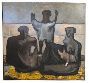1950s Important Mid-C. Figurative Abstract Expressionist Painting by Morris Broderson, 71” X 77”