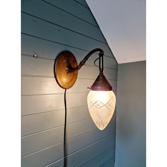 Metal Art Deco Wall Light in Bronze and Satin Crystal, 1910s For Sale - Image 7 of 12