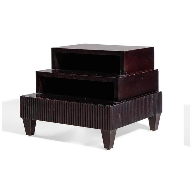 Barbara Barry for Baker Modern Regency Dark Mahogany Three-Tier Side Table This side table measures: 30 wide x 28 deep x...