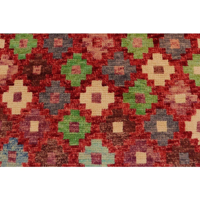 1990s Eclectic Balochi Red/Blue Wool Rug - 3'3''x4'10'' For Sale - Image 5 of 11
