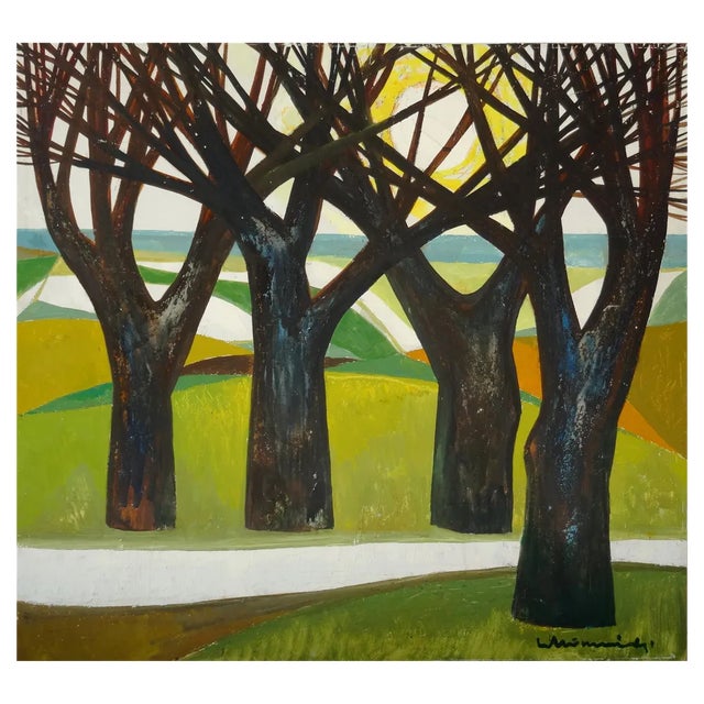 Laimdots Murnieks, Roads, 1974, Oil on Cardboard For Sale