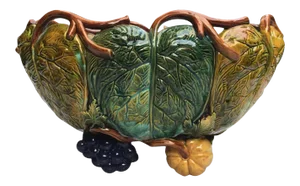 Majolica Jardini"re Squash, Grape and Leaves Wilhelm Schiller & Son