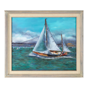 Sailing Regatta Under the Golden Gate Bridge - Seascape in Oil on Canvas
