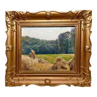 C. Stolz Painting on Board, Dated 1944 in Gilt Frame For Sale