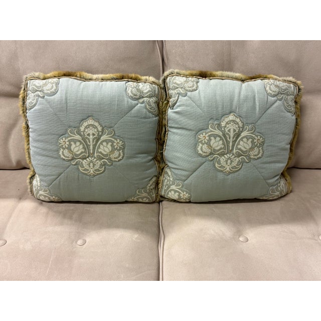 Reversible Faux Fur Embroidered Accent Pillows, Pair For Sale In San Francisco - Image 6 of 12