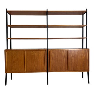 Vintage Swedish Double Bookcase in Teak, 1960 For Sale