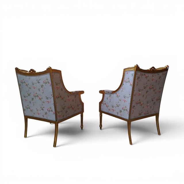 Louis XVI Neo-Classical French Armchairs from Belle Epoque, 1900, Set of 2 For Sale - Image 3 of 9