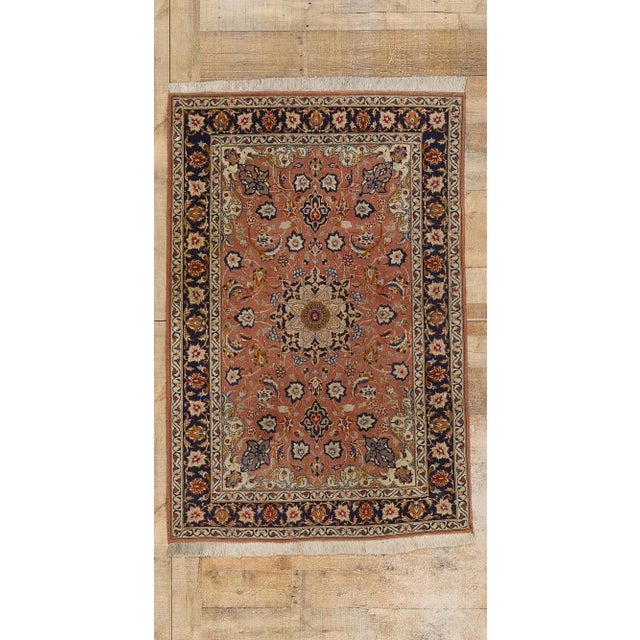 Burnt Orange Small Vintage Persian Tabriz Rug - 03'05 X 05'01 For Sale - Image 8 of 8
