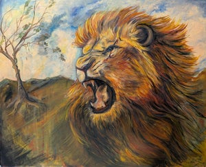 Tetiana Andriyovych Roar of the Lion – Original Oil Painting on Canvas Contemporary Art Animals